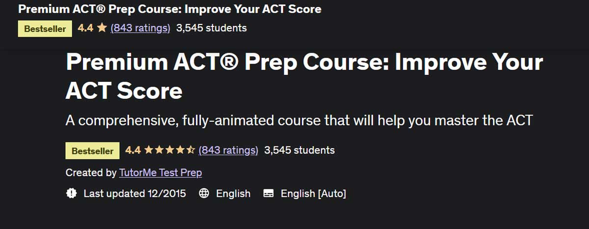 Screenshot of the Premium ACT® Prep Course: Improve Your ACT Score (TutorMe Test Prep on Udemy)
