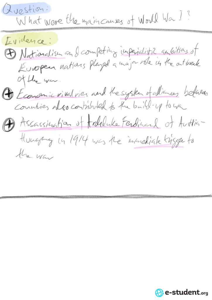 Example of evidence using the Q/E/C method of notetaking