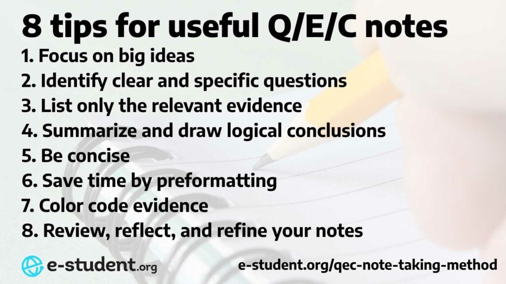 8 tips for useful Q/E/C notes