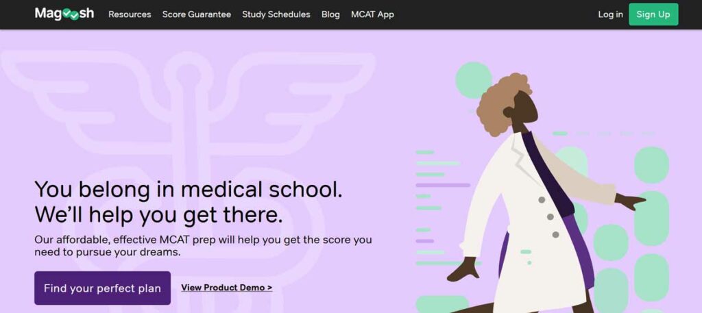 Screenshot of the course homepage of Magoosh MCAT