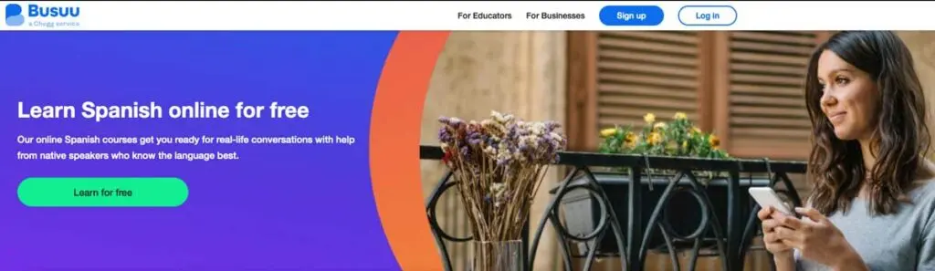 Screenshot from the Busuu Spanish webpage