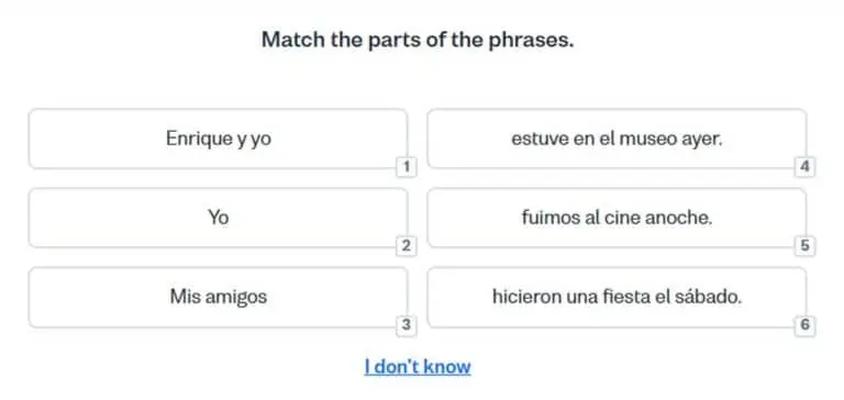 Example exercise from Busuu Spanish