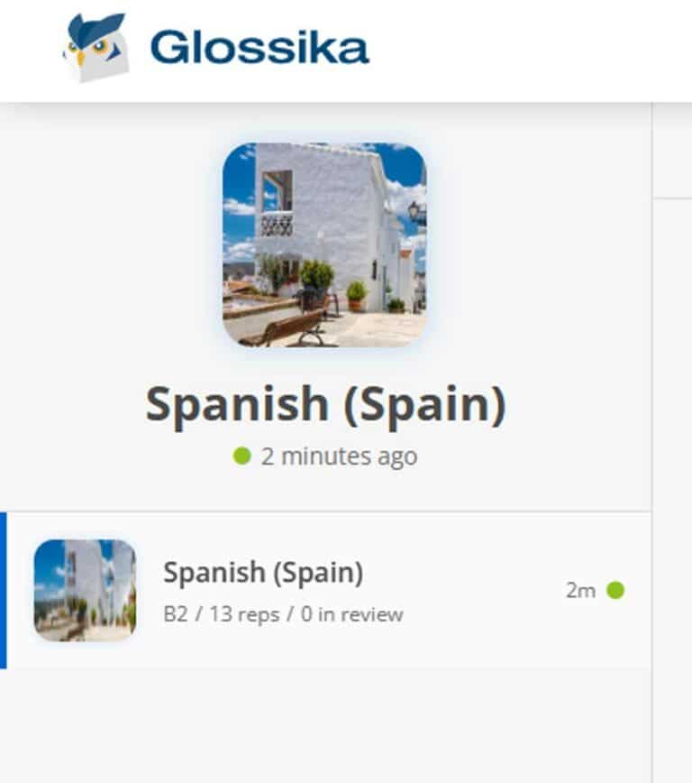Example view of language practice interface in Glossika