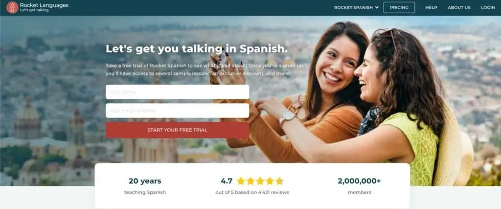 Screenshot of the Rocket Spanish website