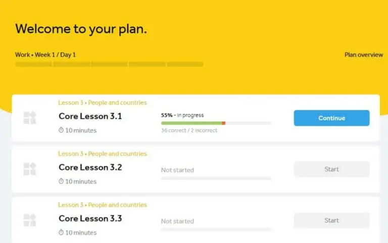 Rosetta Stone Spanish dashboard