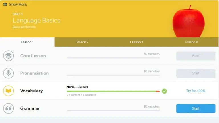A Rosetta Stone Spanish lesson overview