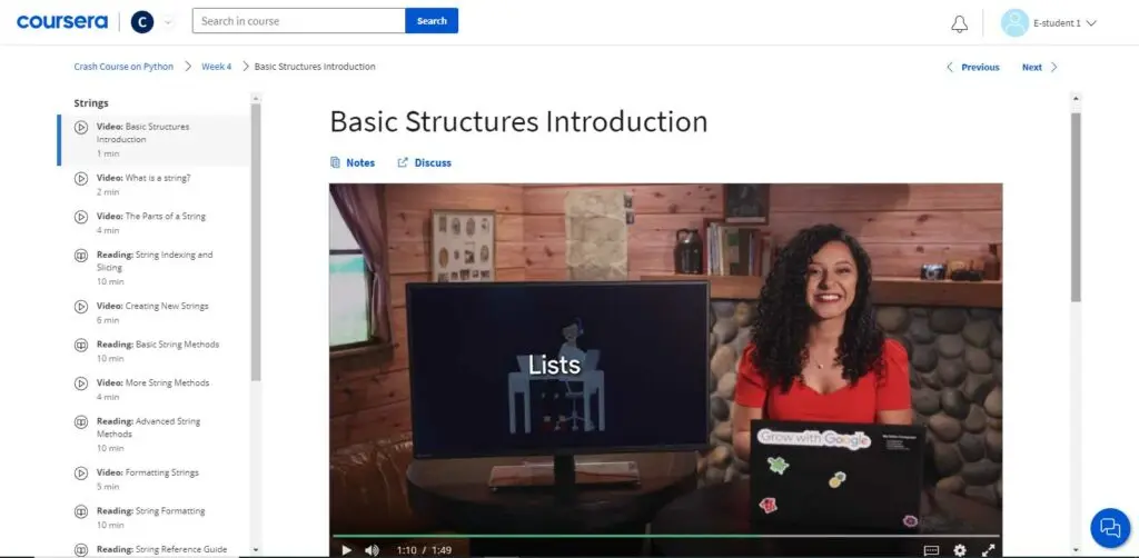 Screenshot of the first course of the Google IT Automation with Python Professional Certificate