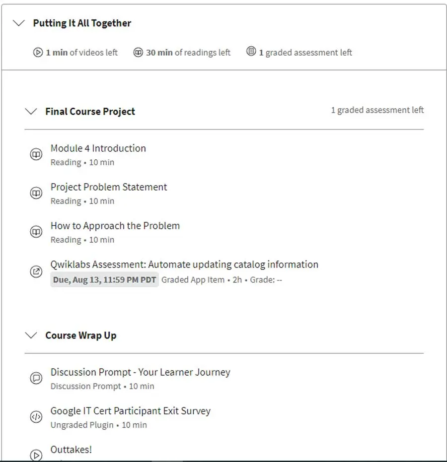 The final course in the Google IT Automation Professional Certificate on Coursera