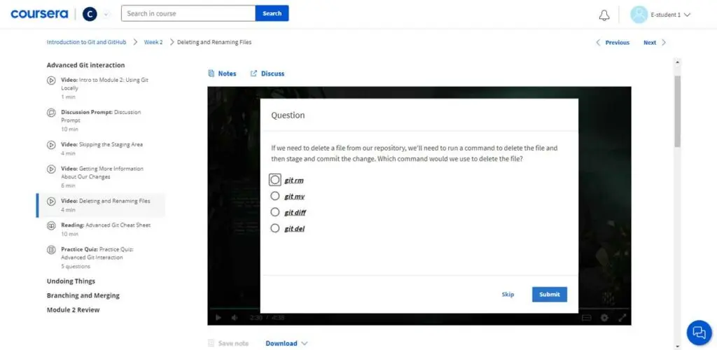 Example popup question in the Google IT Automation with Python program