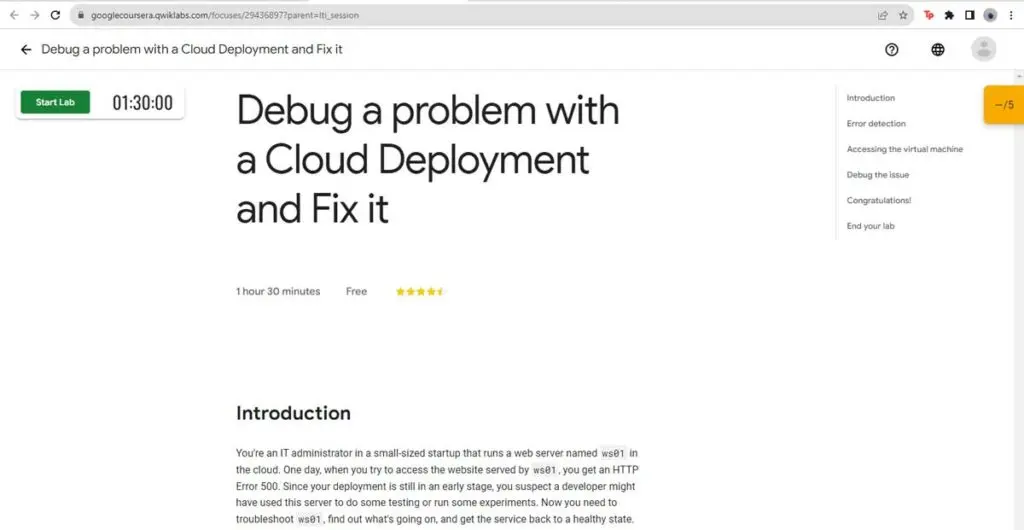 Qwiklab example from the Google IT Automation with Python course