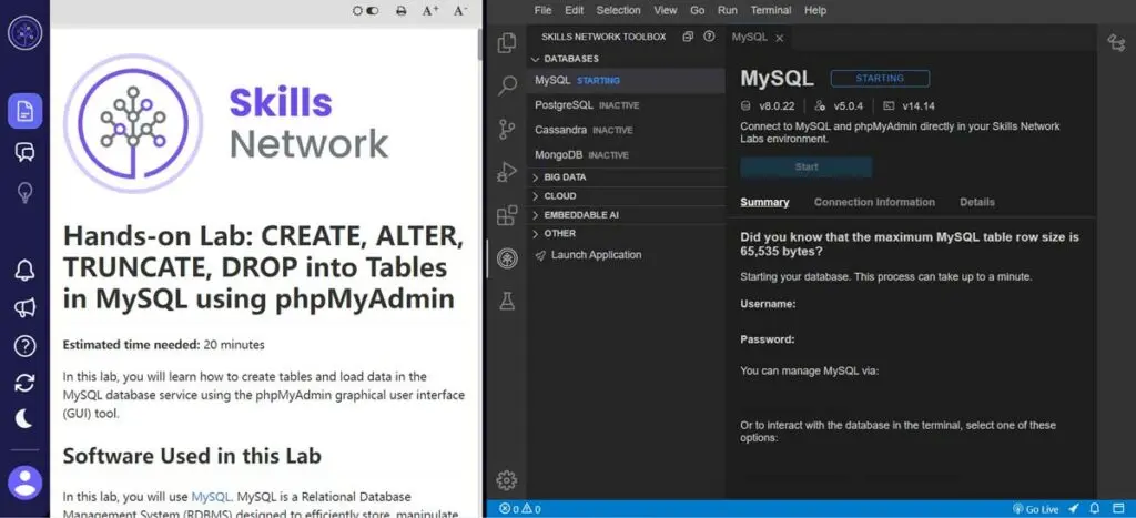 IBM Data Engineering - MySQL lab example
