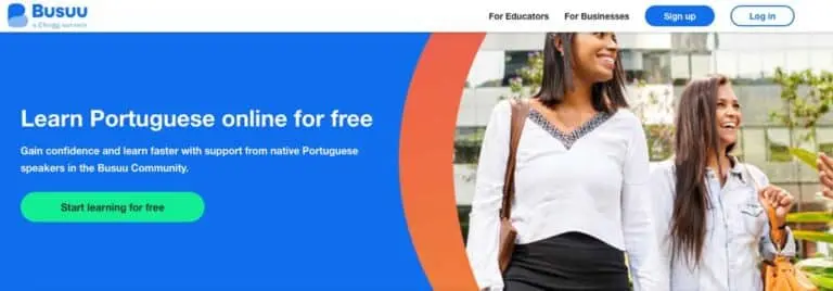 Busuu Portuguese website