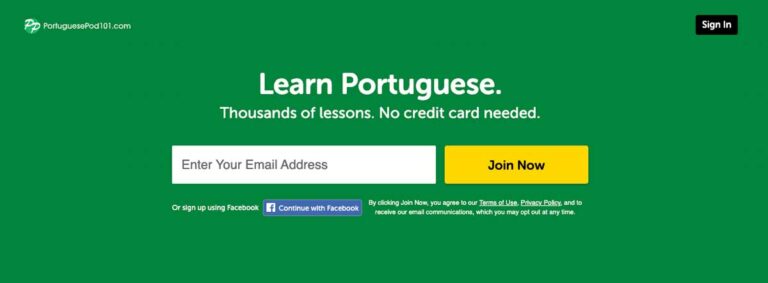 PortuguesePod101 website