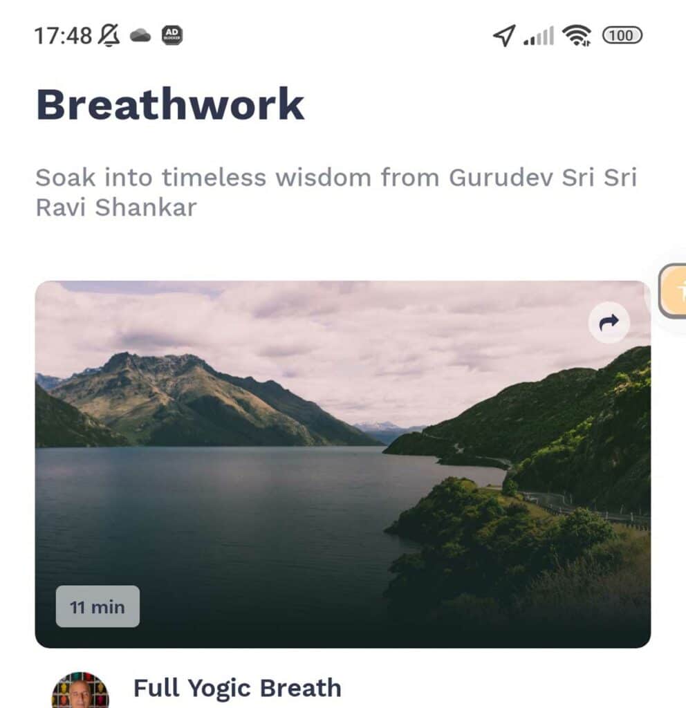 Breathwork in the Art of Living app