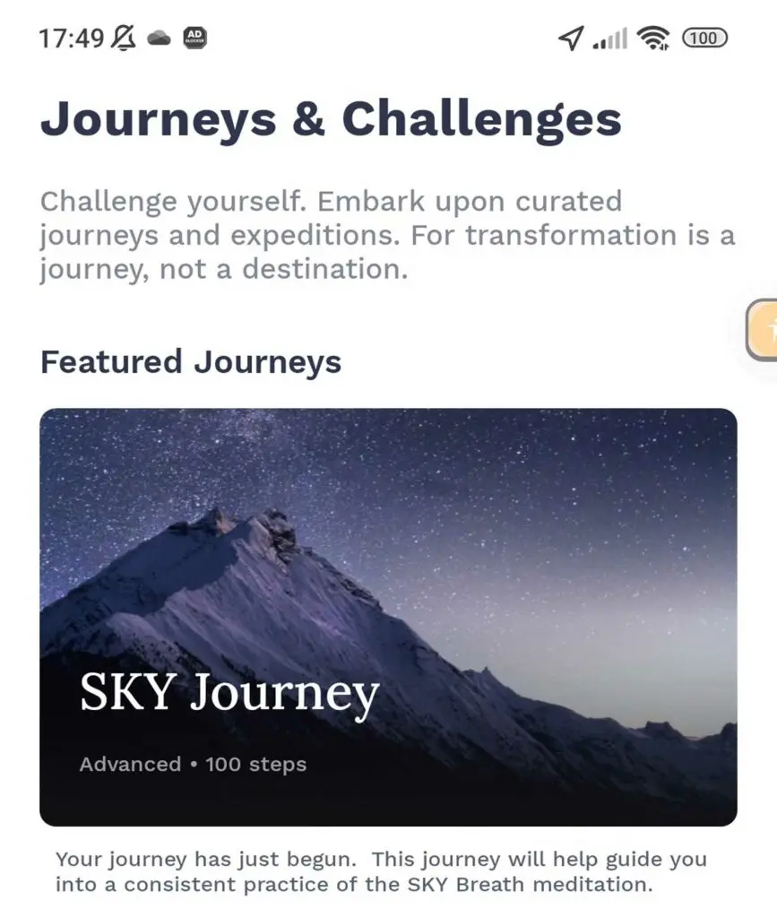 Journeys in the Art of Living app