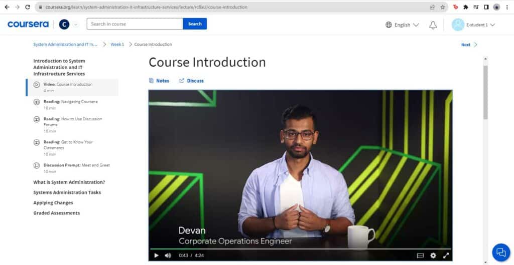 Video lecture in course 4 of the Google IT Support Professional Certificate
