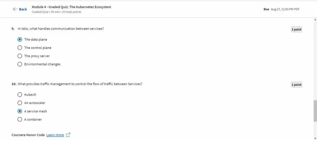 Screenshot from course 7 of the IBM Back-End Development Professional Certificate on Coursera