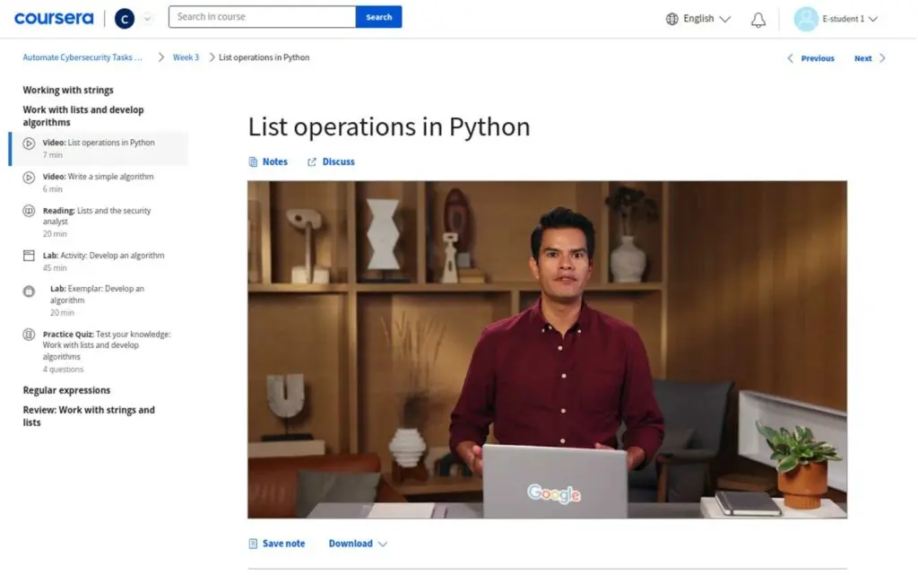 Course video thumbnail showcasing automation of cybersecurity tasks using Python