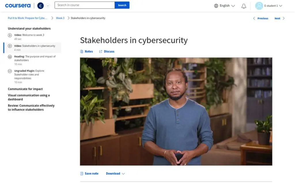 Course video thumbnail emphasizing preparation for careers in the cybersecurity field.