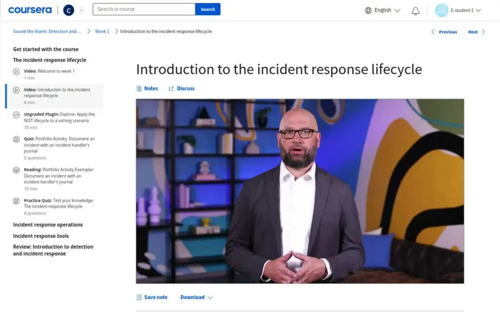 Course video thumbnail illustrating the concept of detection and response in security