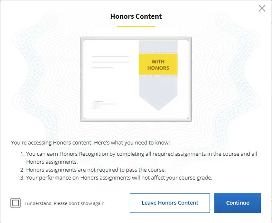 image explaining honors content