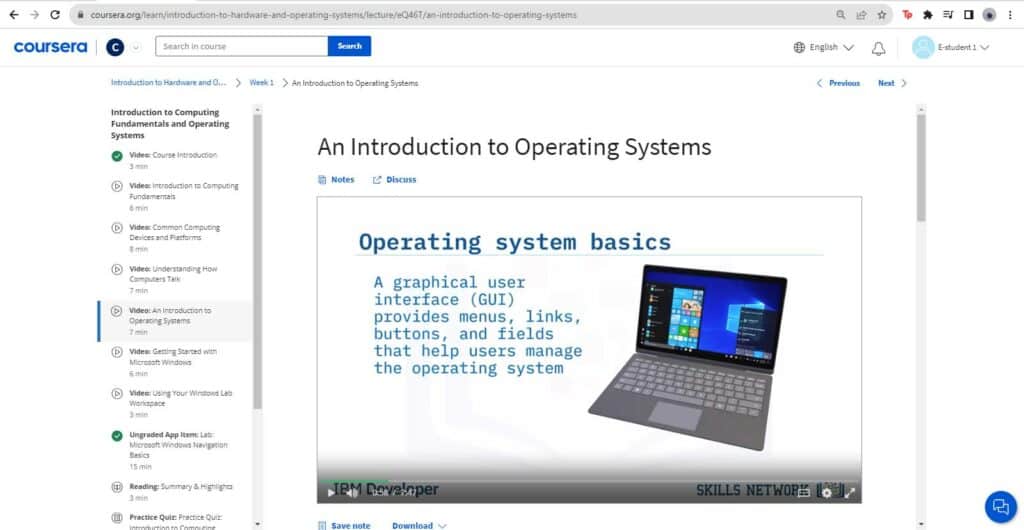 image from a video lecture on operating systems