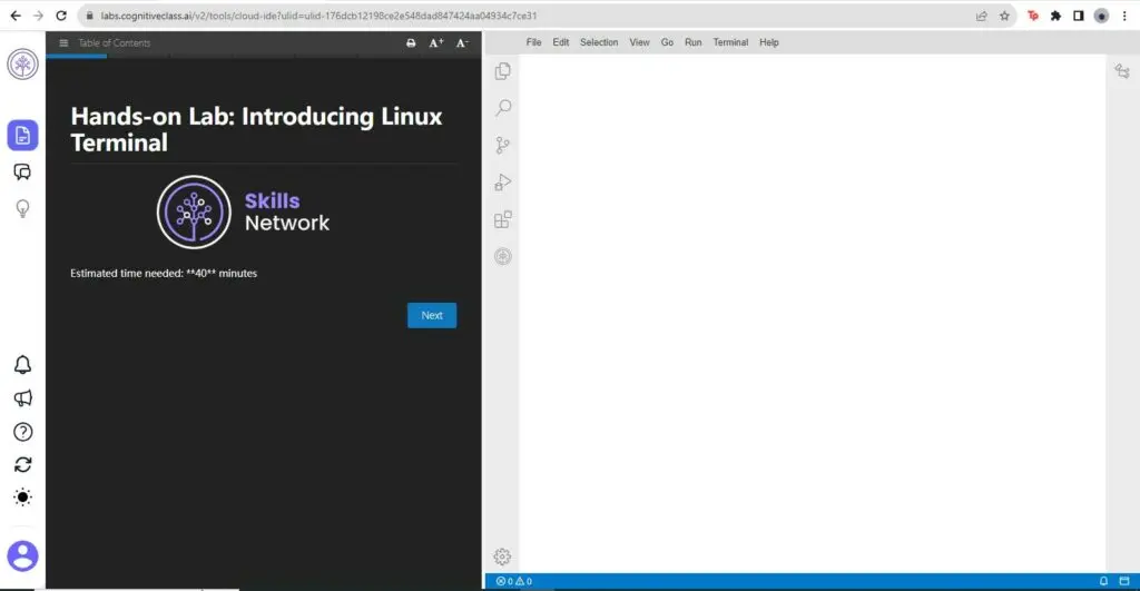 image displaying an example lab on the Linux Terminal