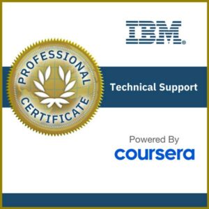 Completion badge for the IBM IT Support Professional Certificate on Coursera