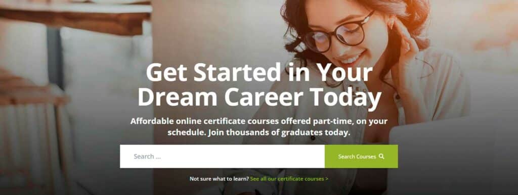 IAP Career College homepage first screen