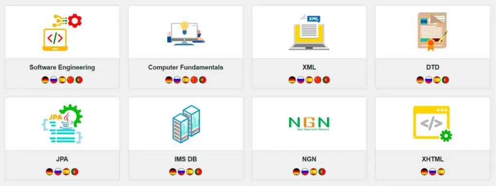 Multilingual tutorials on Tutorialspoint