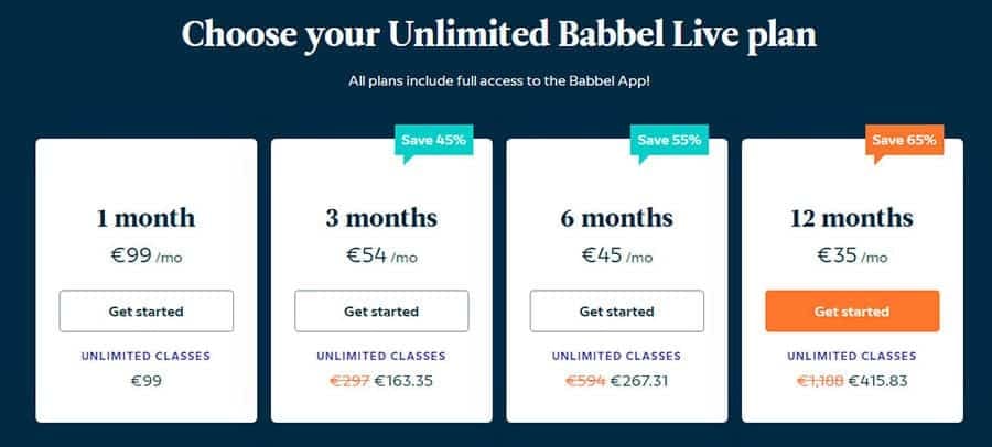 1, 3, 6, 12 Month Spanish Learning Plan with Babbel Live