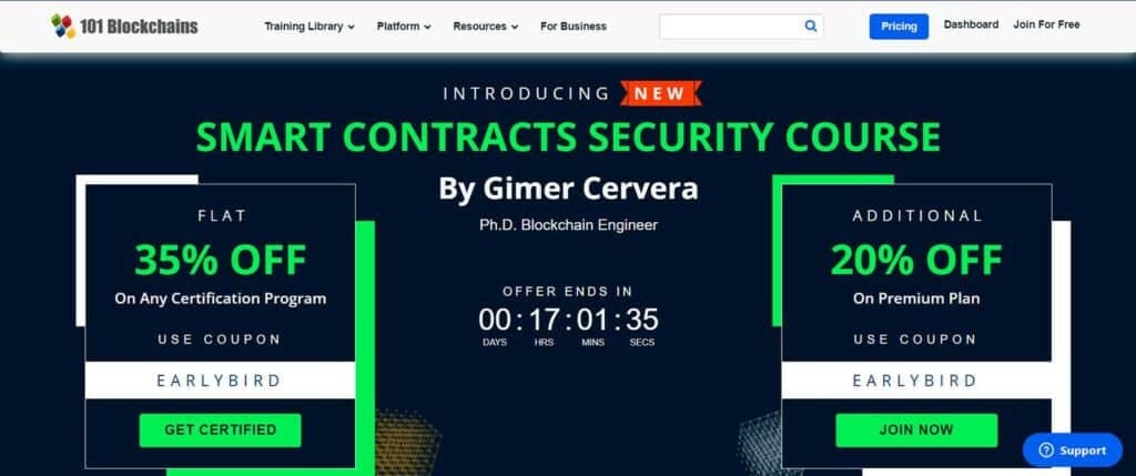 Homepage of 101 Blockchains