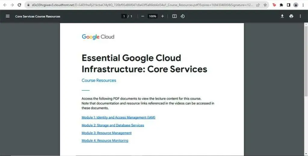 Resources Tab with PDFs for Reviewing All Modules