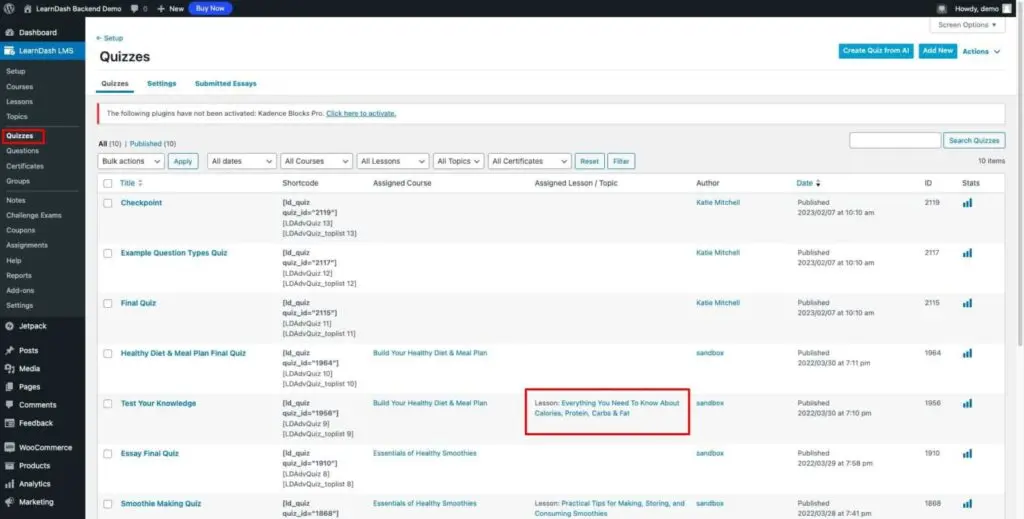 Course reuse: Share quiz questions effortlessly