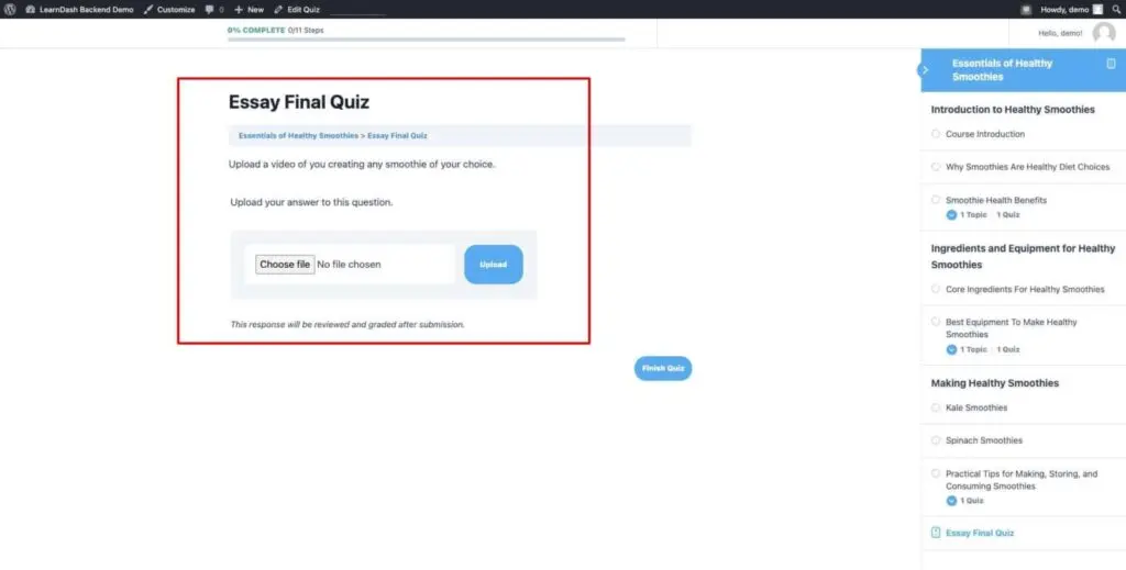 Essay/Open Answer question type