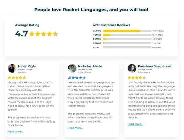Positive Reviews for Rocket Italian