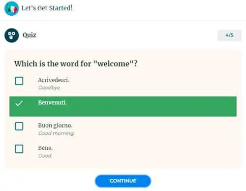 Rocket Italian Quiz