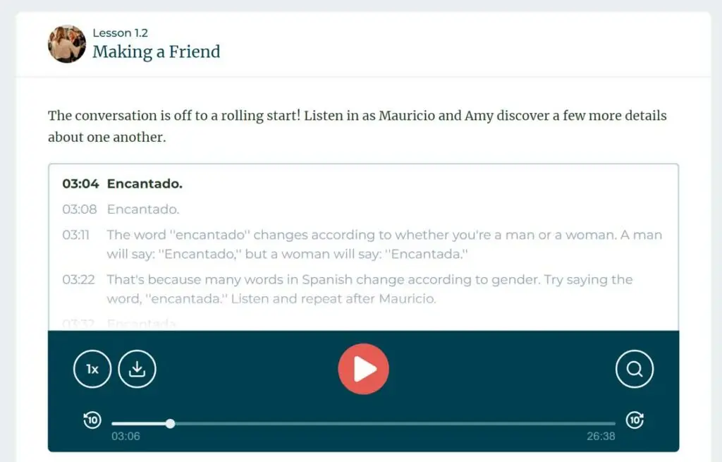 An image representing the start of an interactive audio lesson from level 1.