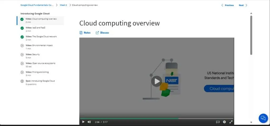 Introduction to the Google Cloud course