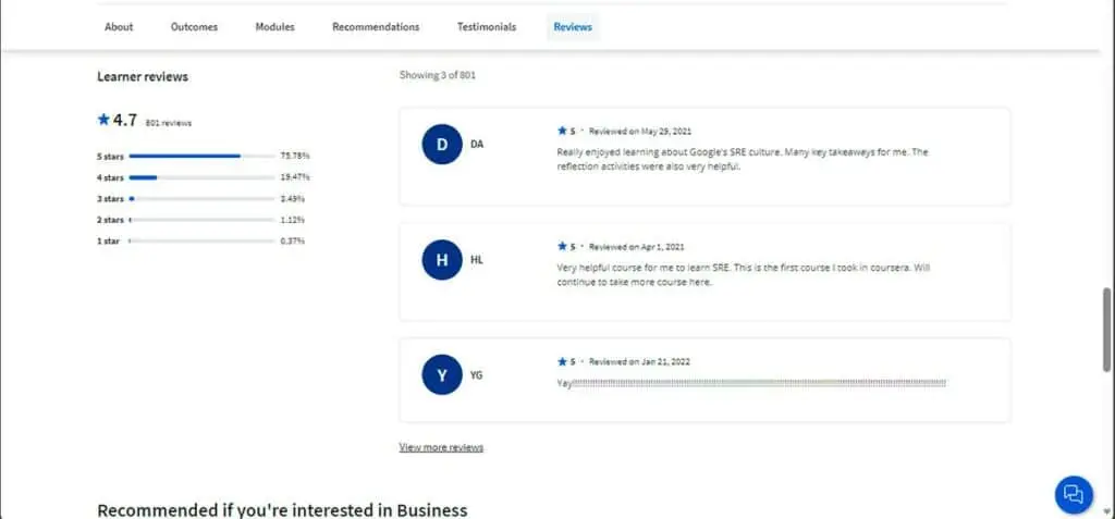Learner reviews of the Google Cloud DevOps Engineer program on Coursera