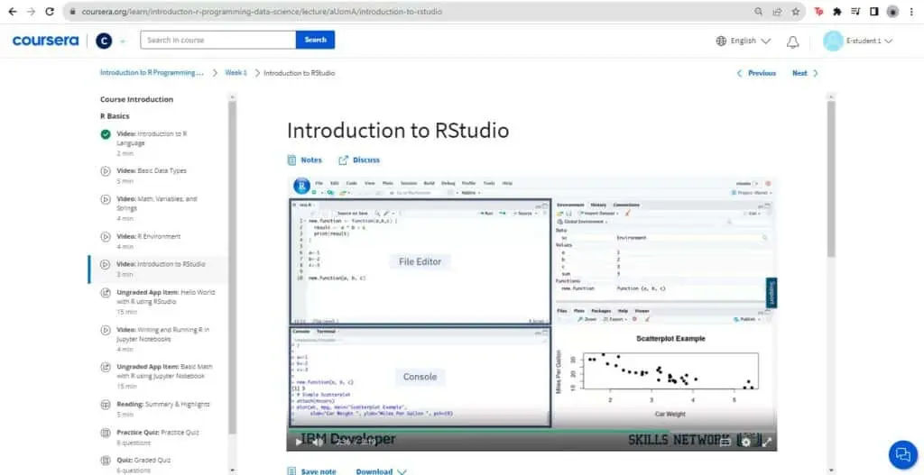Watch the video lecture introducing the R language
