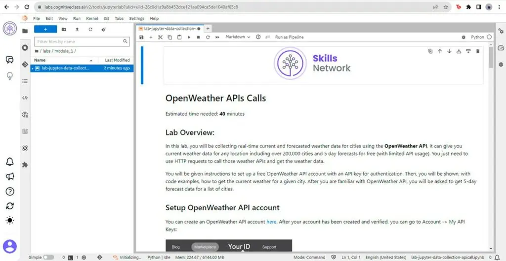 Engage in the lab in Course 6 that utilizes the OpenWeather API