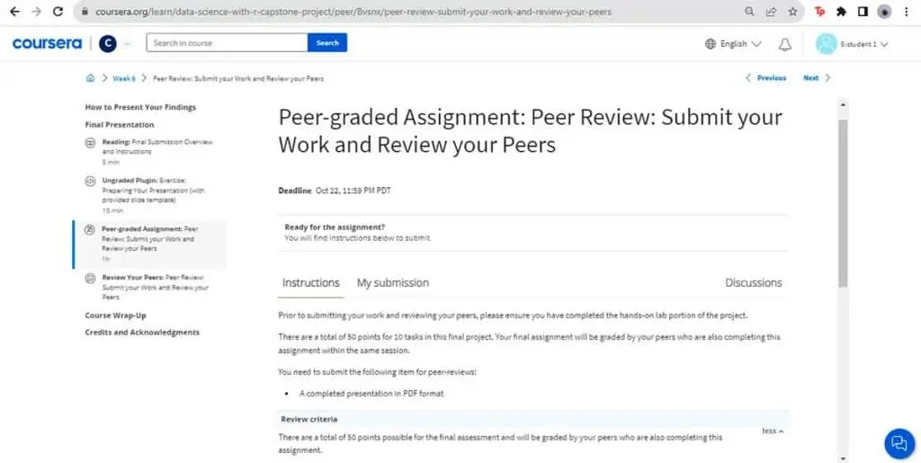 Participate in a peer-graded assignment