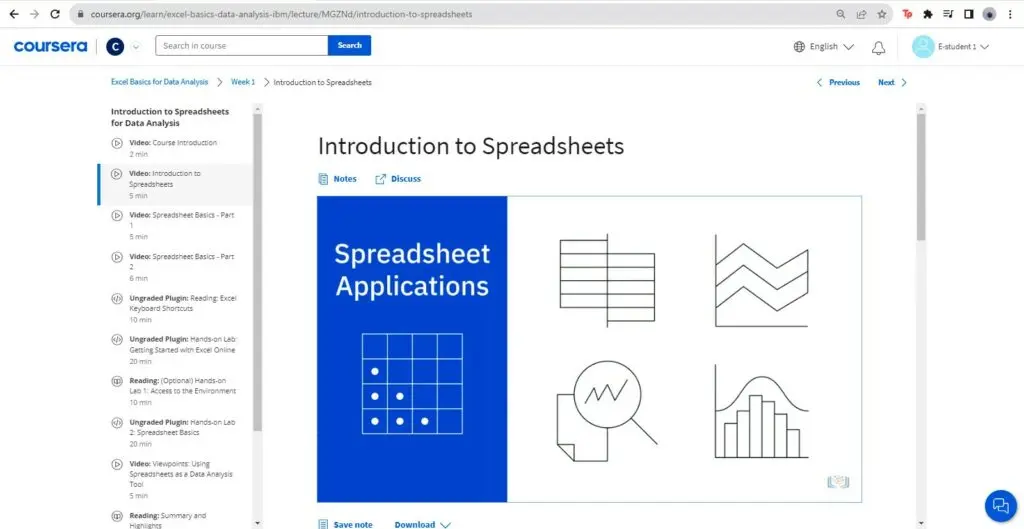 View the video lecture introducing spreadsheet applications