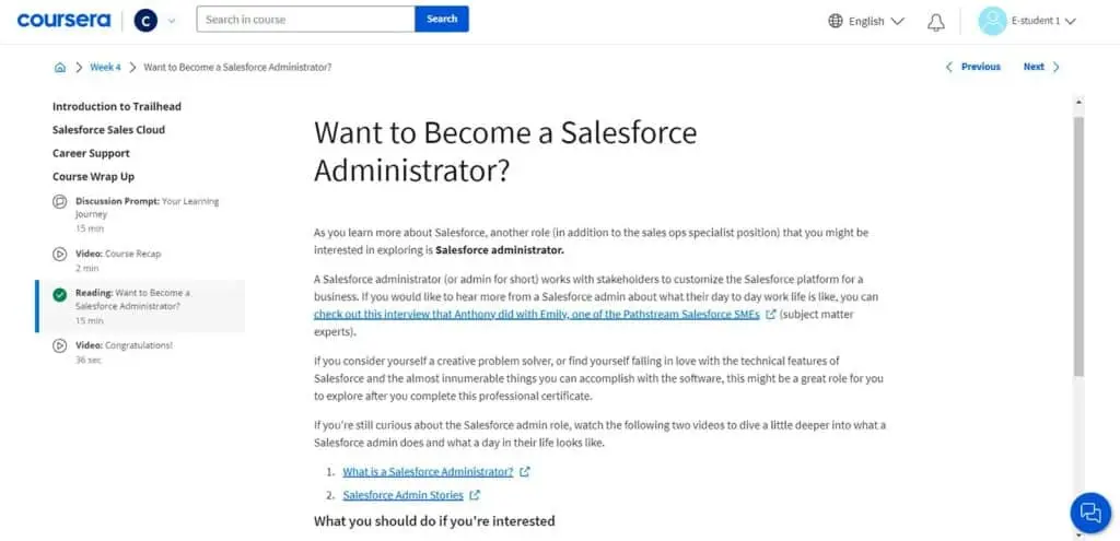 Reading material on the responsibilities of a Salesforce Admin role