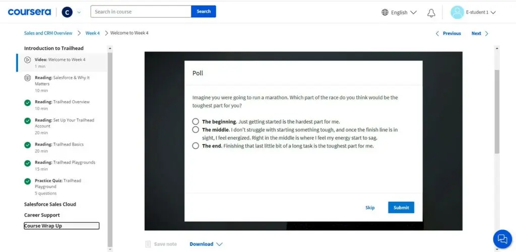 Poll conducted by Anthony Jones during course videos
