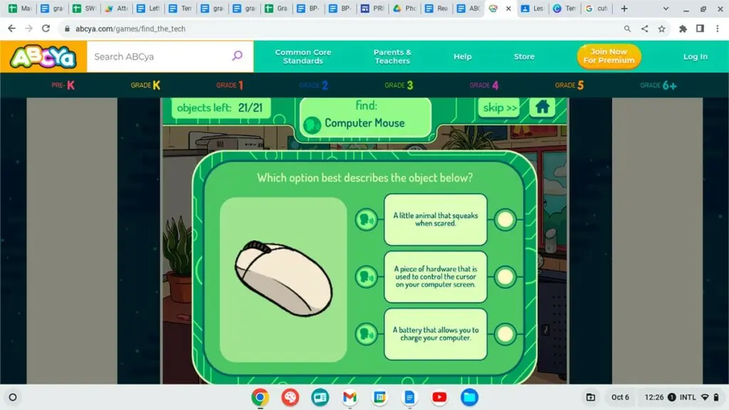 Child using the ABCya platform to practice reading skills with word matching activities