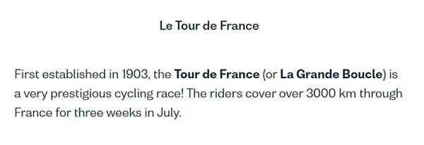 Fascinating cultural insight regarding the Tour de France