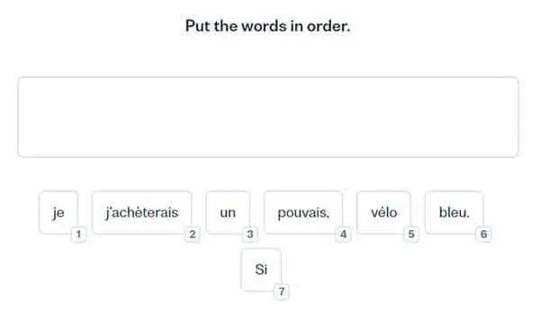 This is an example of the 'Put the words in order' activity