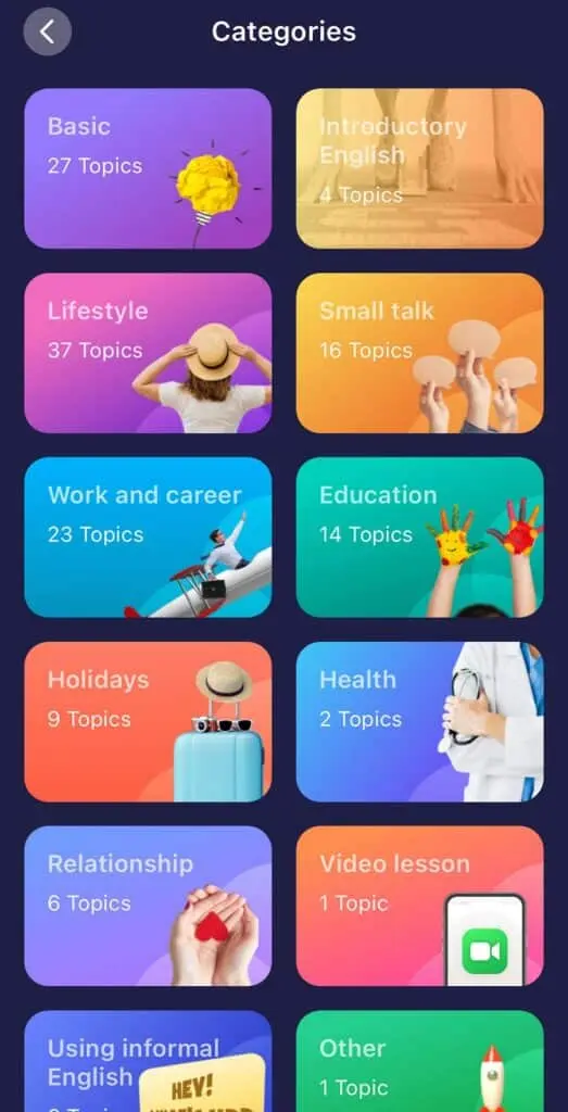 Categorization of topics and sessions in thematic clusters